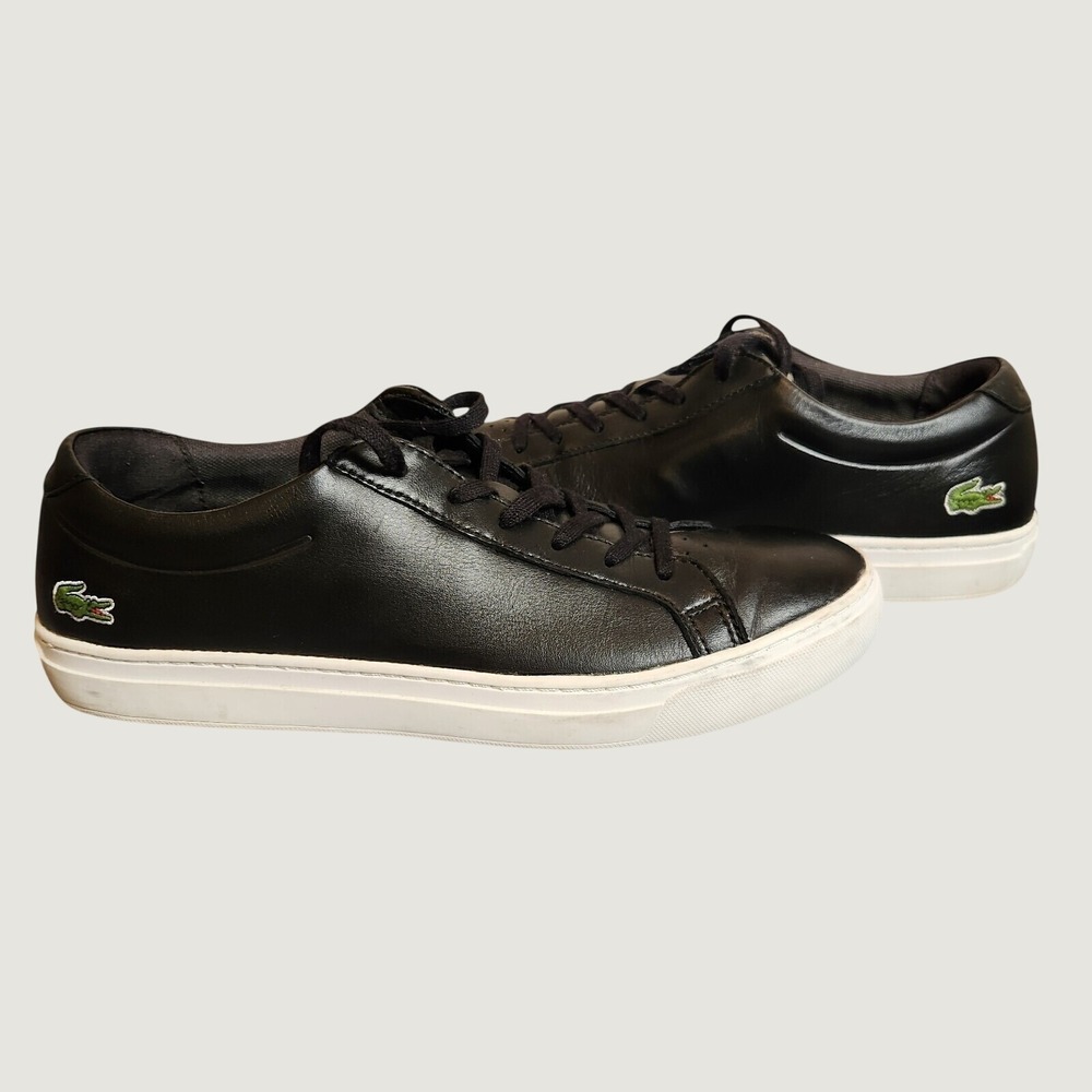 Lacoste L.12.12 Women Sneakers Size 9 Black Leather Low Top Casual Shoes Classic